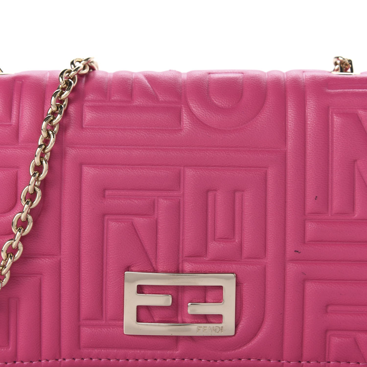 Fendi Nappa Logo Embossed Wallet On Chain Fuxia 11 of 13