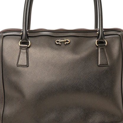 Salvatore Ferragamo Hammered Calfskin Gancini Briefcase Grey 7 of 14