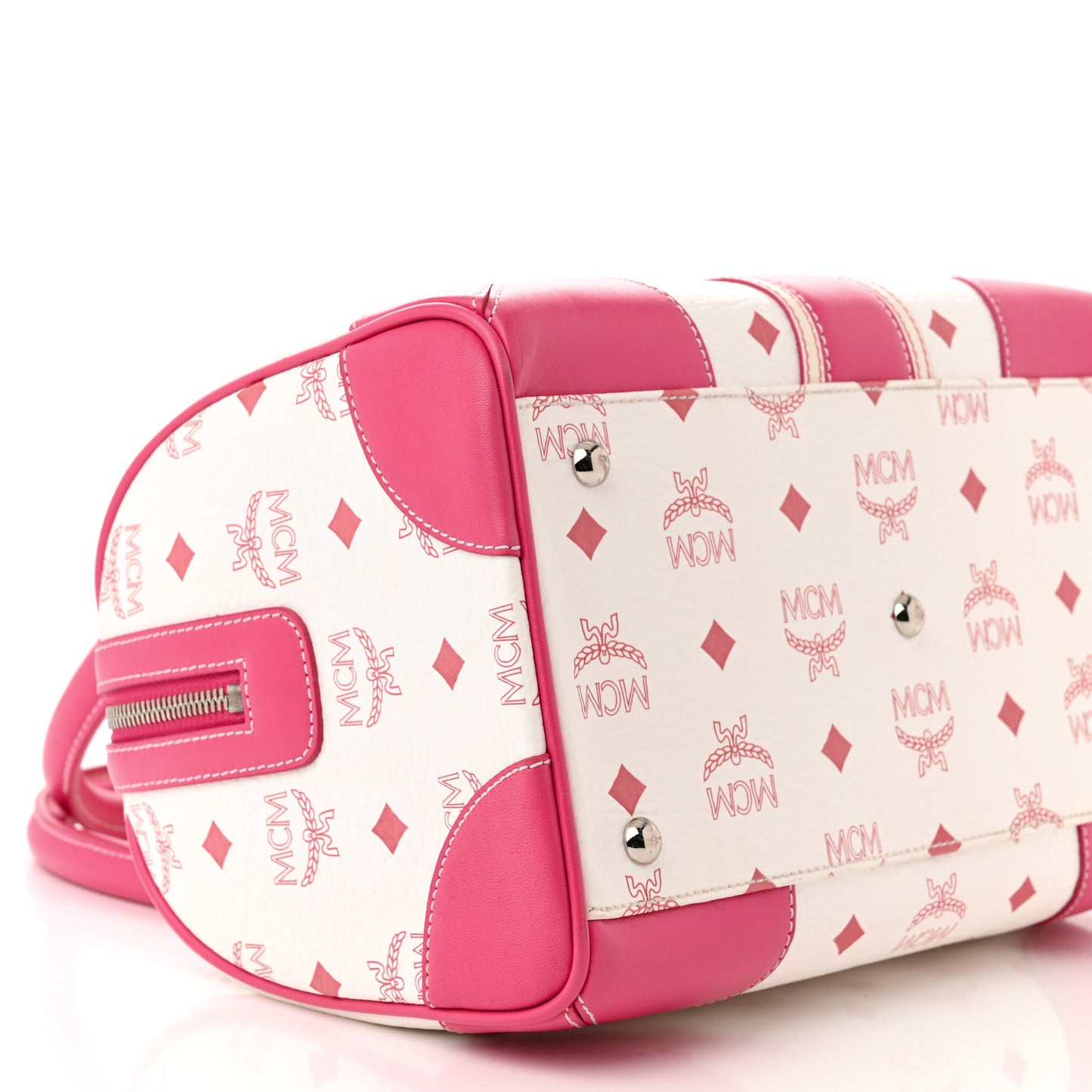 Visetos Medium Boston Bag Pink White