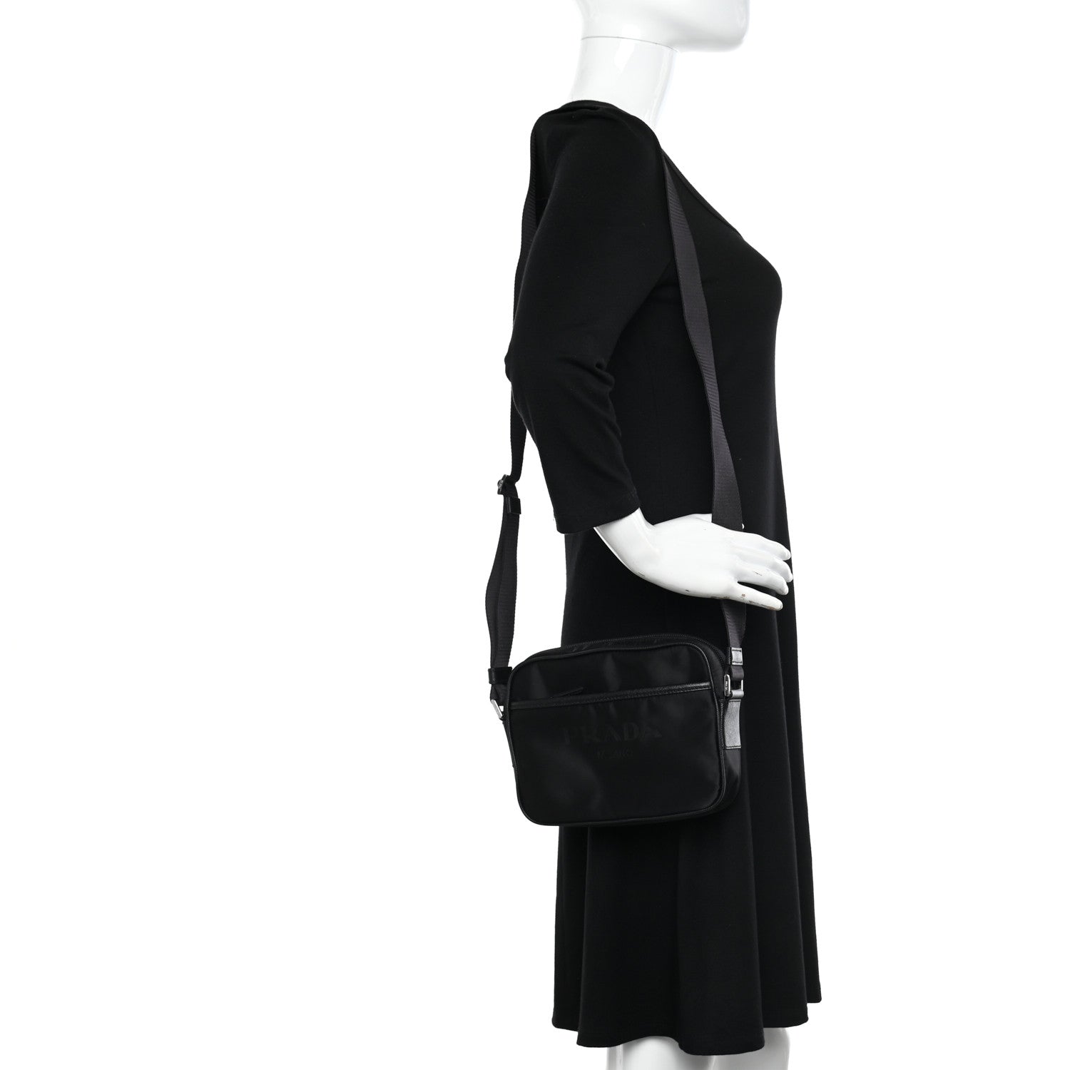 Prada Tessuto Nylon Saffiano Logo Camera Bag Black 2 of 10