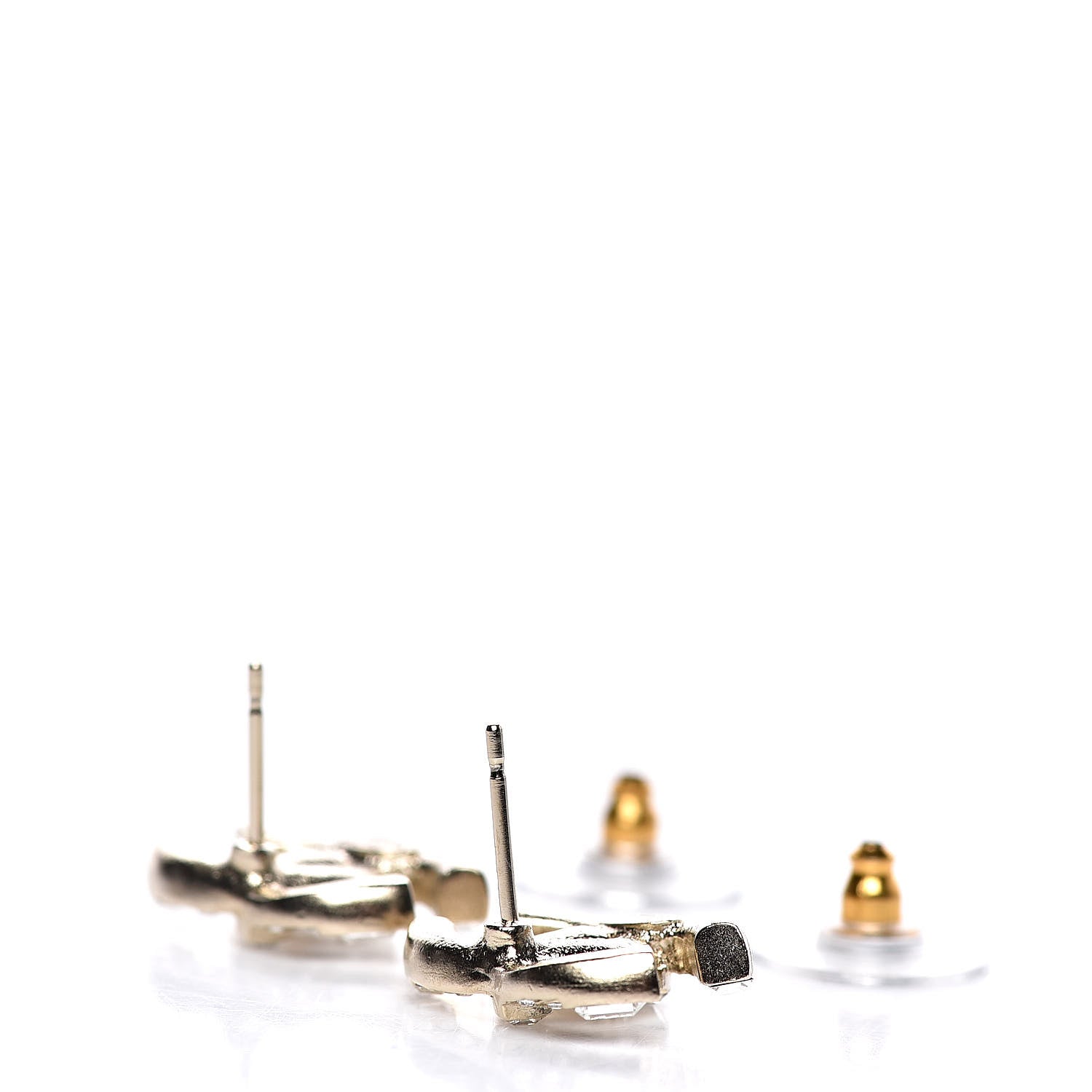 Chanel Crystal Baguette CC Earrings Gold 3 of 5