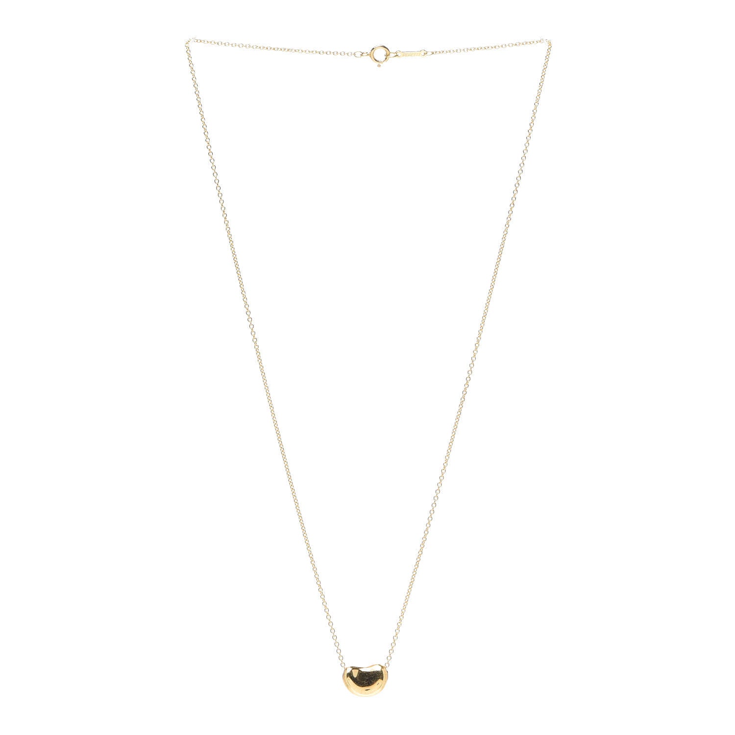 Tiffany 18K Yellow Gold 11mm Elsa Peretti Bean Pendant Necklace 3 of 5