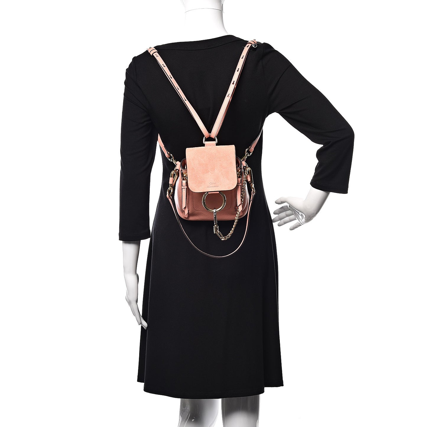 Suede Calfskin Mini Faye Backpack Ideal Blush