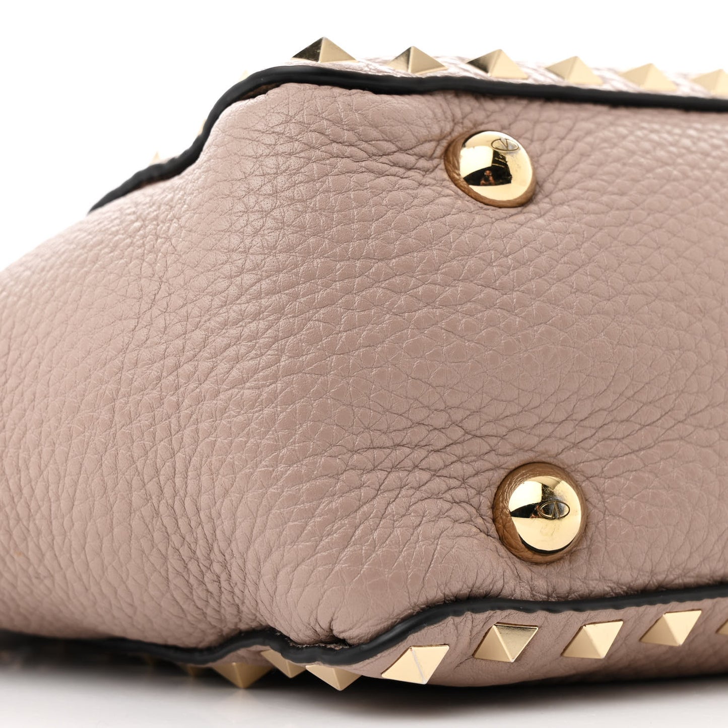 Pebbled Calfskin Mini Rockstud Tote Poudre