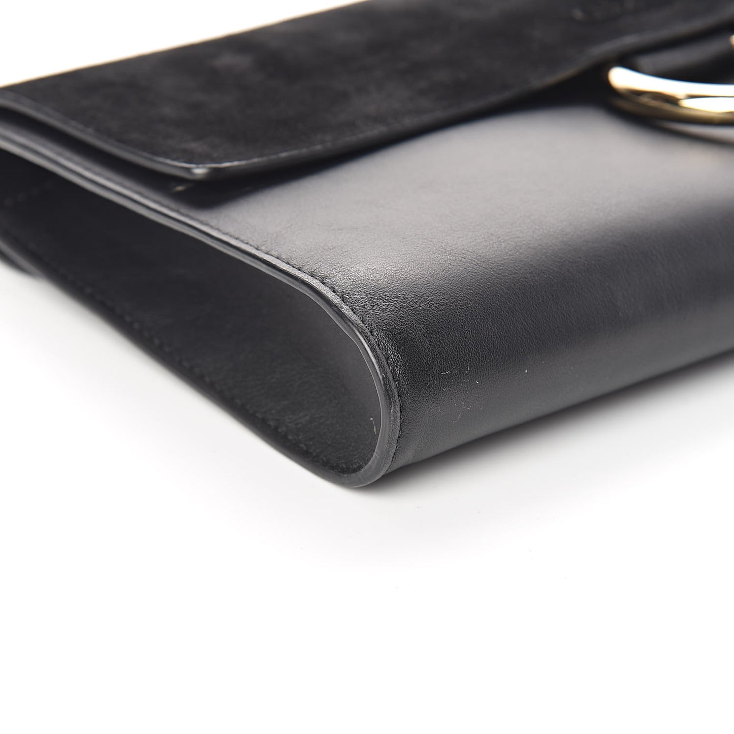 Suede Calfskin Faye Clutch Black