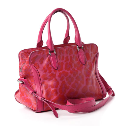 Alexander McQueen Calfskin Leopard Print Small Skull Padlock Zip Around Tote Pink 4 of 20