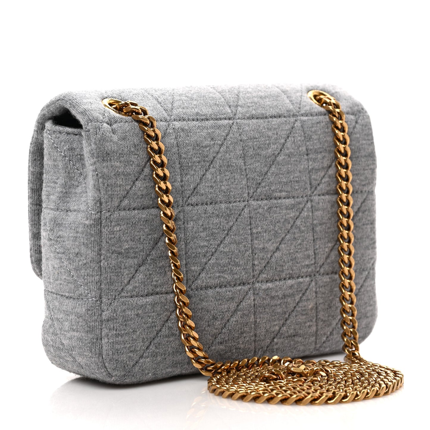 Jersey Wool Patchwork Monogram Mini Jamie Baguette Grigio