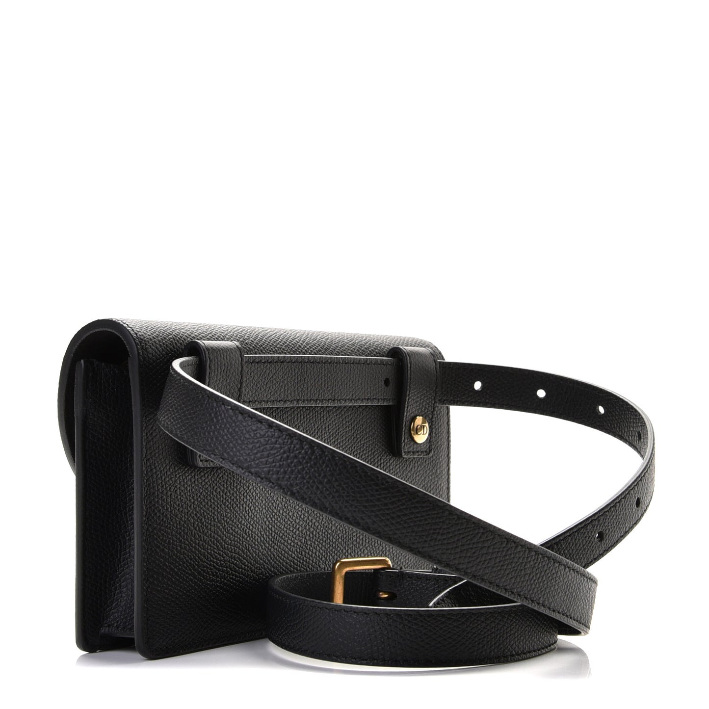 Grained Calfskin Saddle Belt Clutch Black