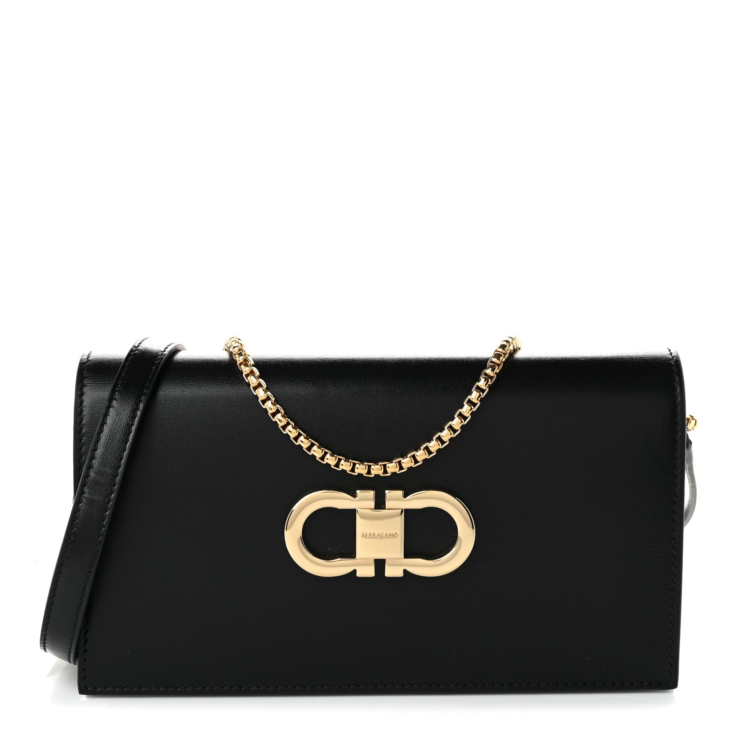 Salvatore Ferragamo Calfskin Mini Double Gancio Bag Black 1 of 9