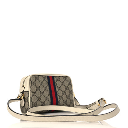 Gucci GG Supreme Monogram Textured Calfskin Web Mini Ophidia Shoulder Bag Beige Ebony Mystic White 2 of 9