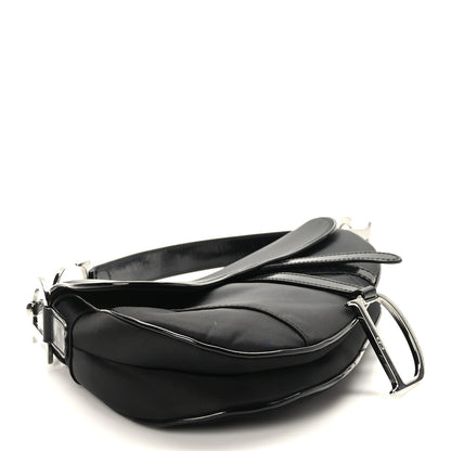 Christian Dior Canvas Patent Calfskin Saddle Bag Black 4 of 9