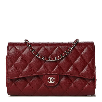 Chanel Caviar Quilted Phone Holder Wallet on Removable Chain Red 2 of 9