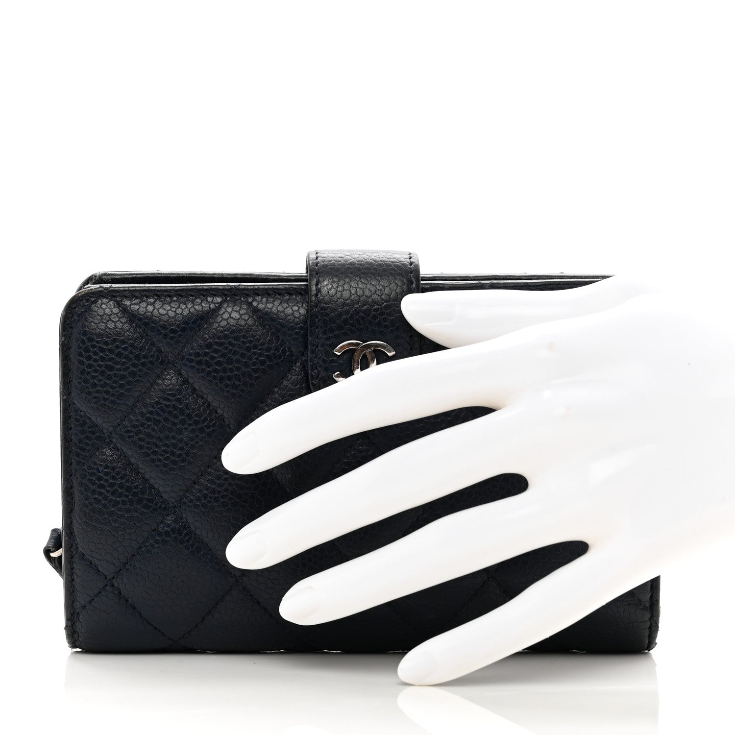 Chanel Caviar Quilted CC French Wallet Navy 2 of 12
