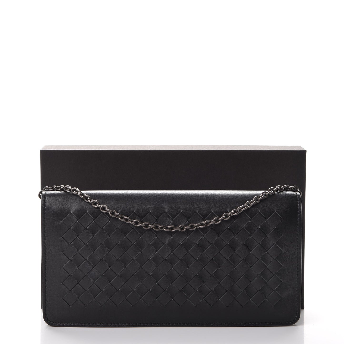 Nappa Intrecciato Continental Chain Wallet Nero Black