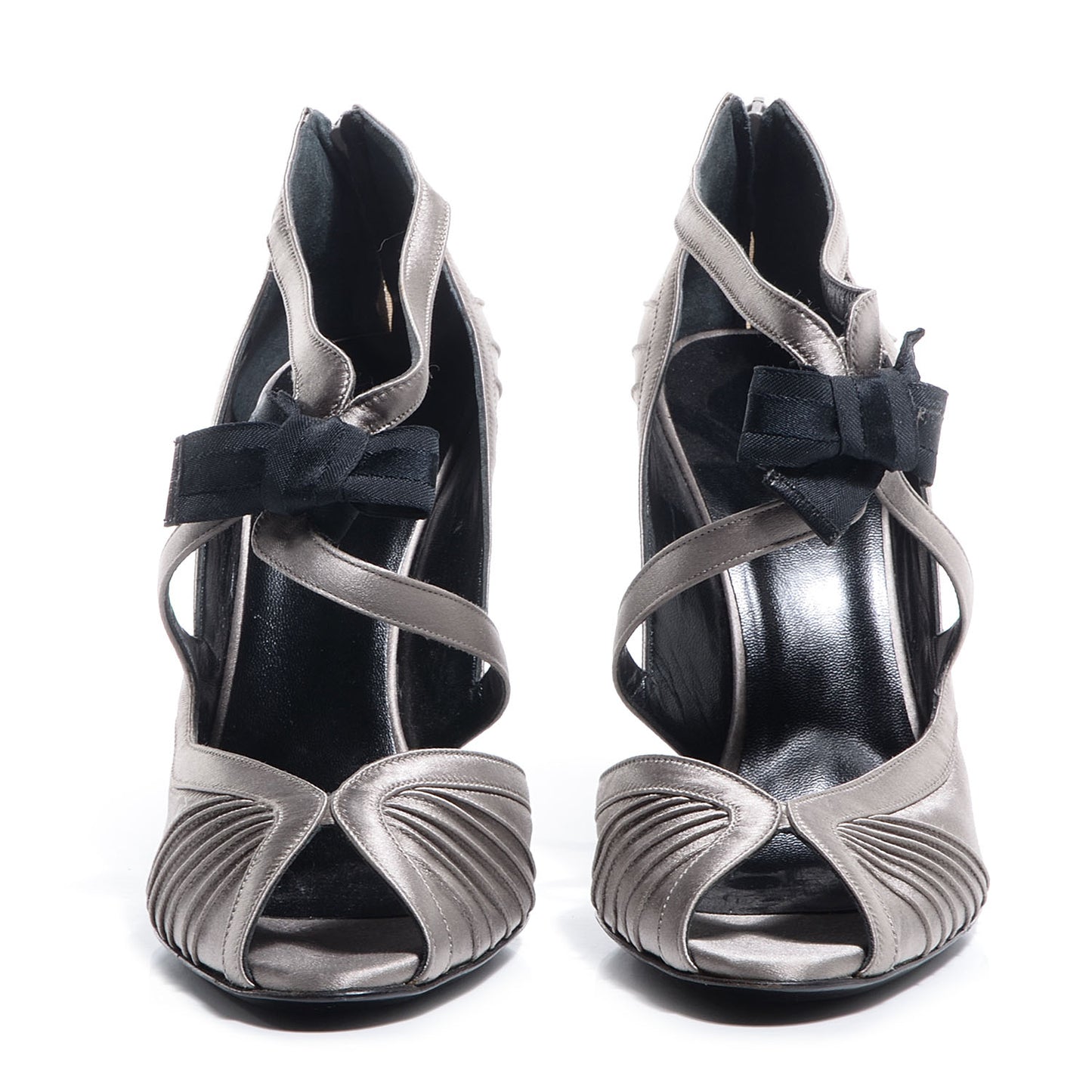 Satin Bow Pumps 39.5 Silver