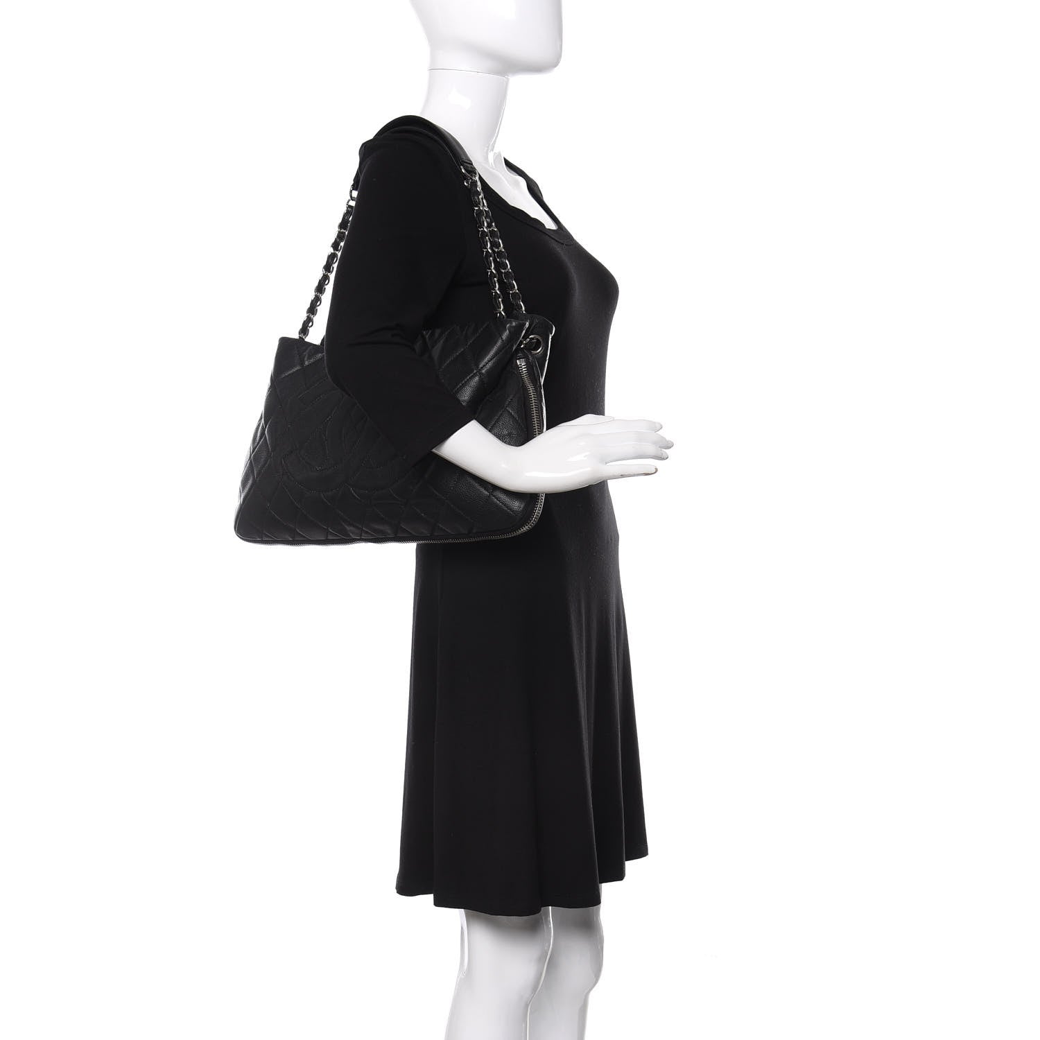 Chanel Caviar Quilted Expandable Zip Shoulder Bag Black 3 of 16