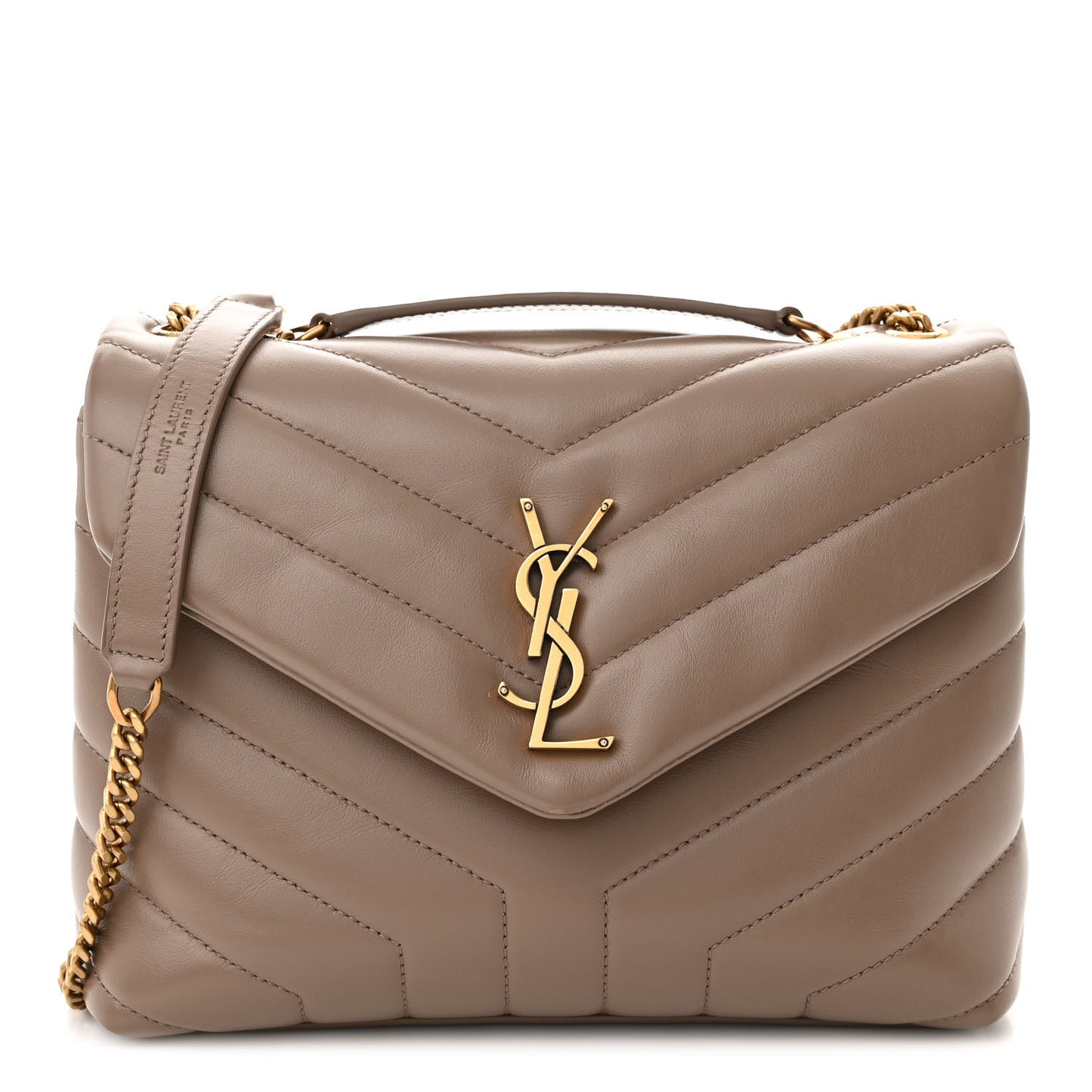 Calfskin Y Quilted Monogram Small Loulou Chain Satchel Taupe
