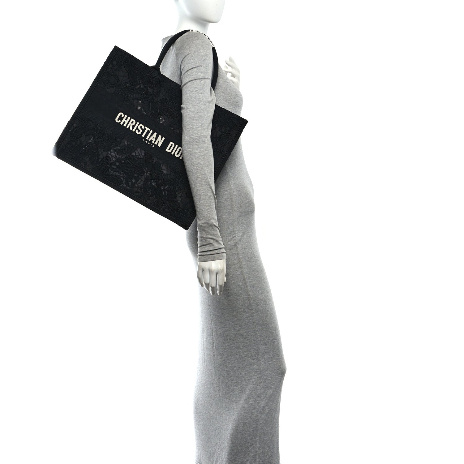 Christian Dior Embroidered 3D Macrame D-Lace Butterfly Large Book Tote Black Multicolor 2 of 10