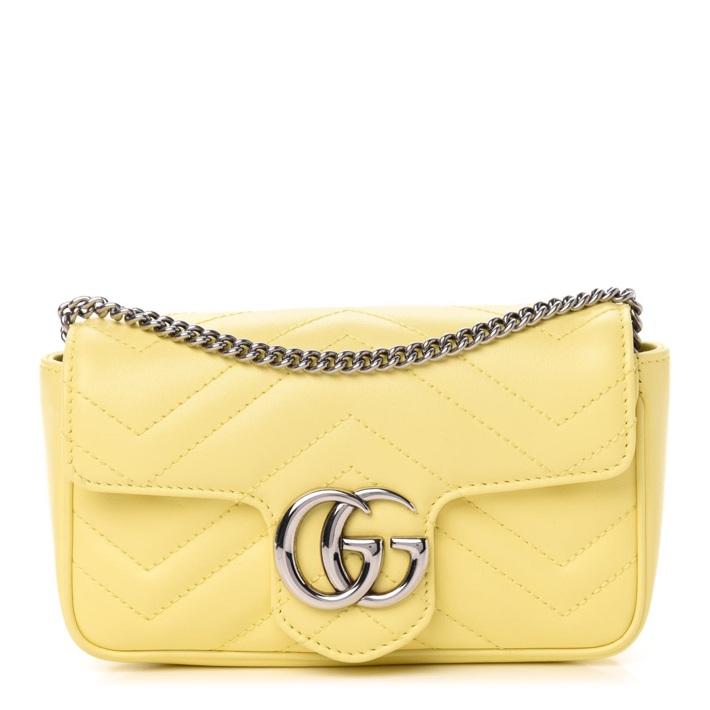 Calfskin Matelasse Super Mini GG Marmont Shoulder Bag Banana