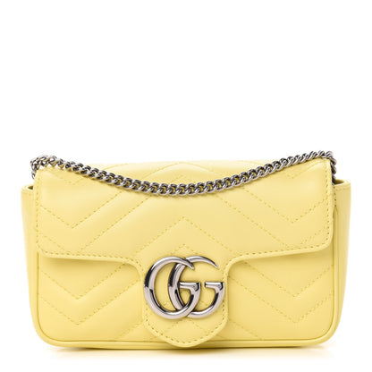 Gucci Calfskin Matelasse Super Mini GG Marmont Shoulder Bag Banana 1 of 10