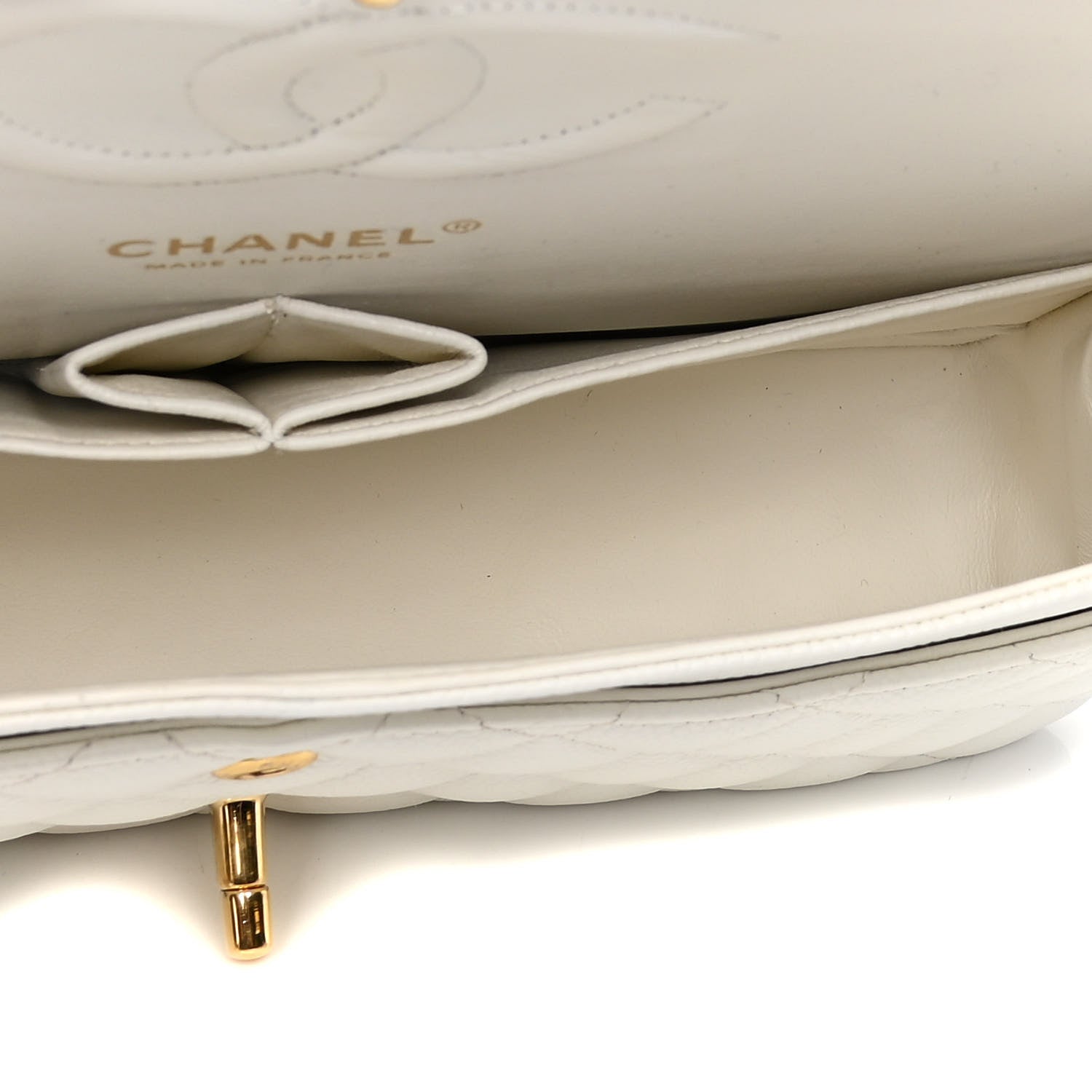 Chanel Caviar Quilted Medium Double Flap White 4 of 5