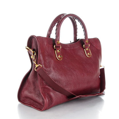 Balenciaga Chevre Gold Metallic Edge Hardware City Bordeaux 3 of 7