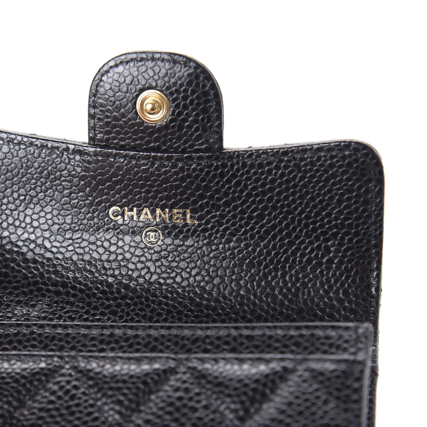 Caviar Quilted Flap Card Holder Black