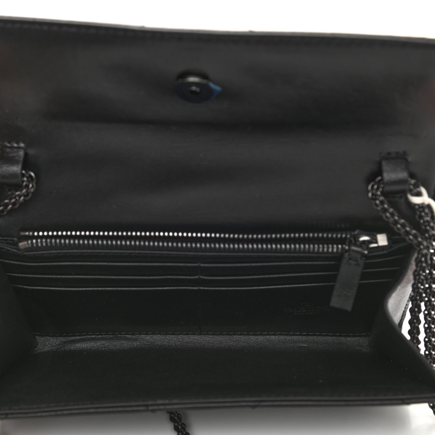 Valentino Garavani Nappa Monochrome Roman Stud Wallet On Chain Black 5 of 9