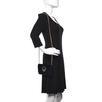 Fendi Velvet F is Wallet on Chain Blue 2 of 10