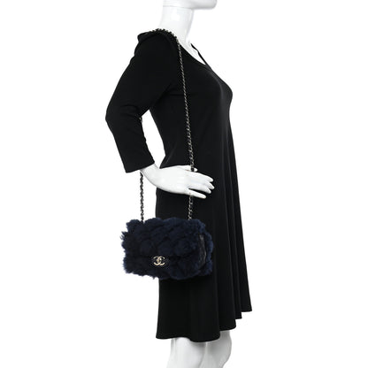 Chanel Shearling Lambskin Quilted Flap Navy Blue 2 of 10