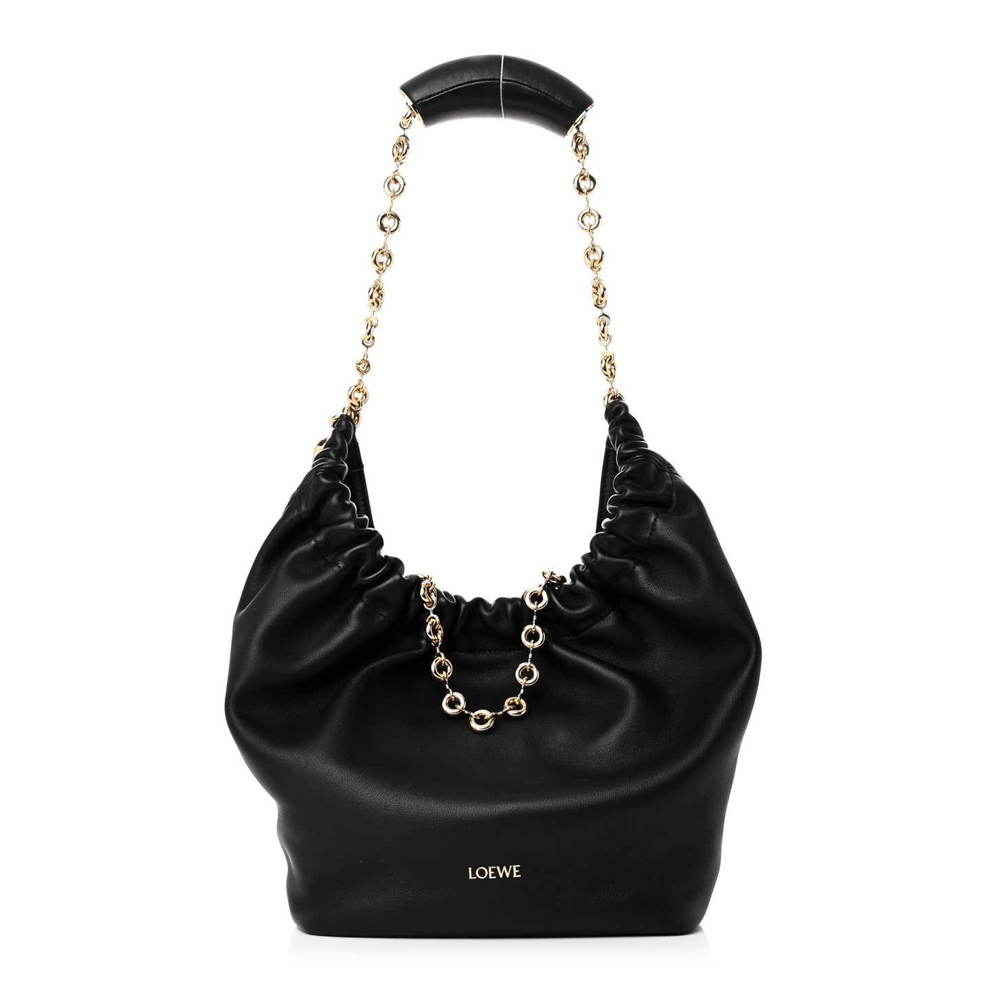 Buttery Nappa Lambskin Small Squeeze Bag Black