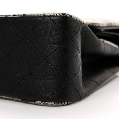 Chanel Metallic Lambskin Painted Feministe Newsprint Medium Double Flap So Black 10 of 14