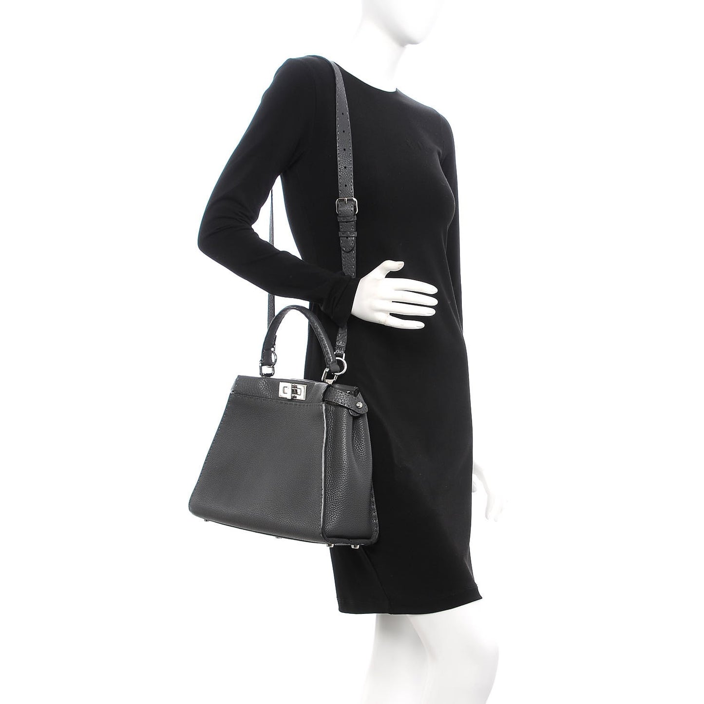 Cuoio Romano Selleria Bi-Color Medium Peekaboo Iconic Satchel Asfalto Latte