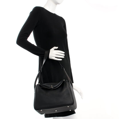 Hermes Taurillon Clemence Lindy 30 Black 2 of 7