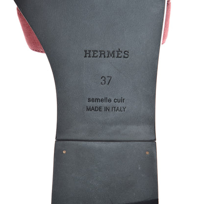 Hermes Suede Goatskin Oran Sandals 37 Rose De Venice 7 of 7