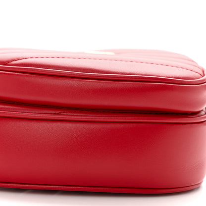 Gucci Calfskin Matelasse Diagonal Mini Interlocking G Heart Shoulder Bag Hibiscus Red 9 of 11