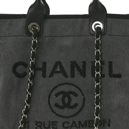 Chanel Canvas Sequin Medium Deauville Tote Charcoal 8 of 10