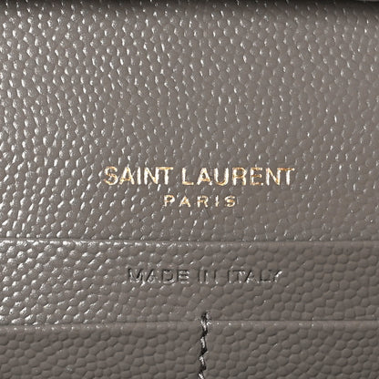 Saint Laurent Grain De Poudre Matelasse Chevron Monogram Chain Wallet Fog 7 of 10