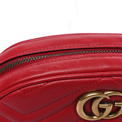 Gucci Calfskin Matelasse GG Marmont Belt Bag 75 30 Hibiscus Red 9 of 9