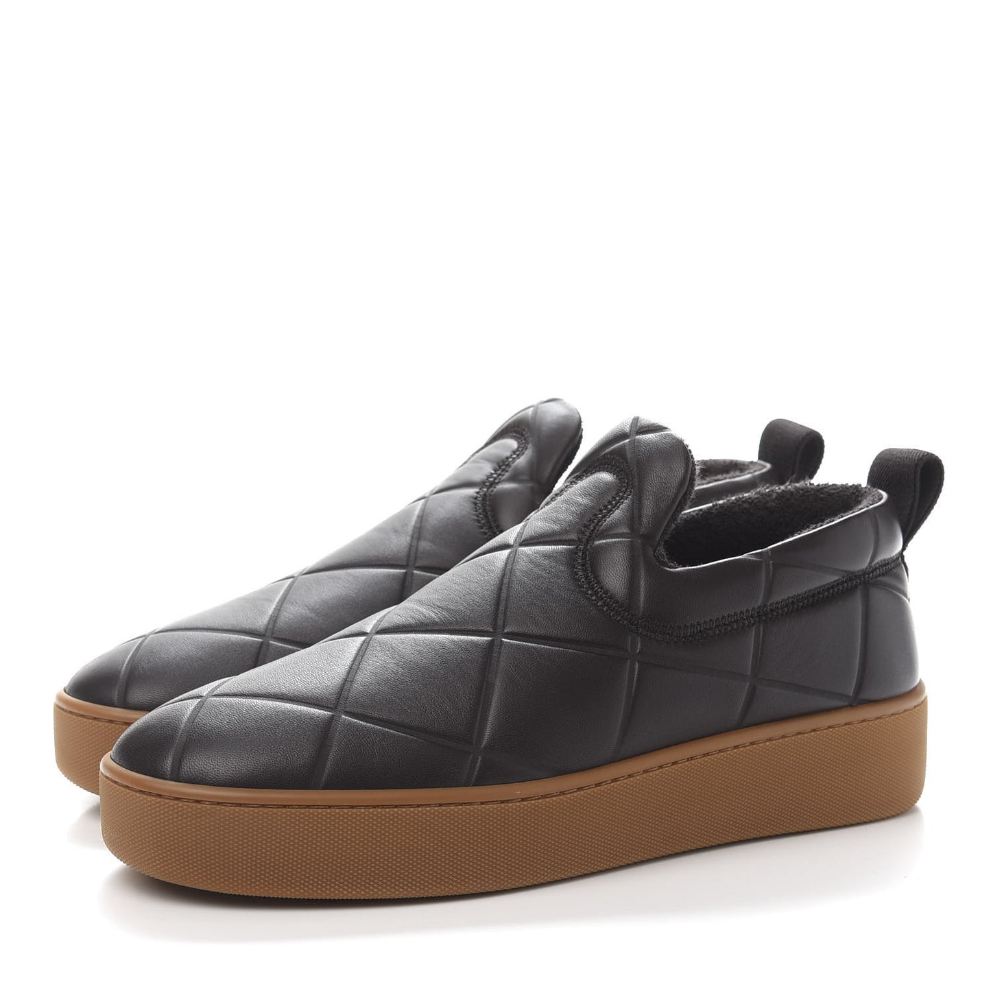 Lambskin Embossed Quilted Mens The Quilt Slip On Sneakers 40 Brown Rubber Band