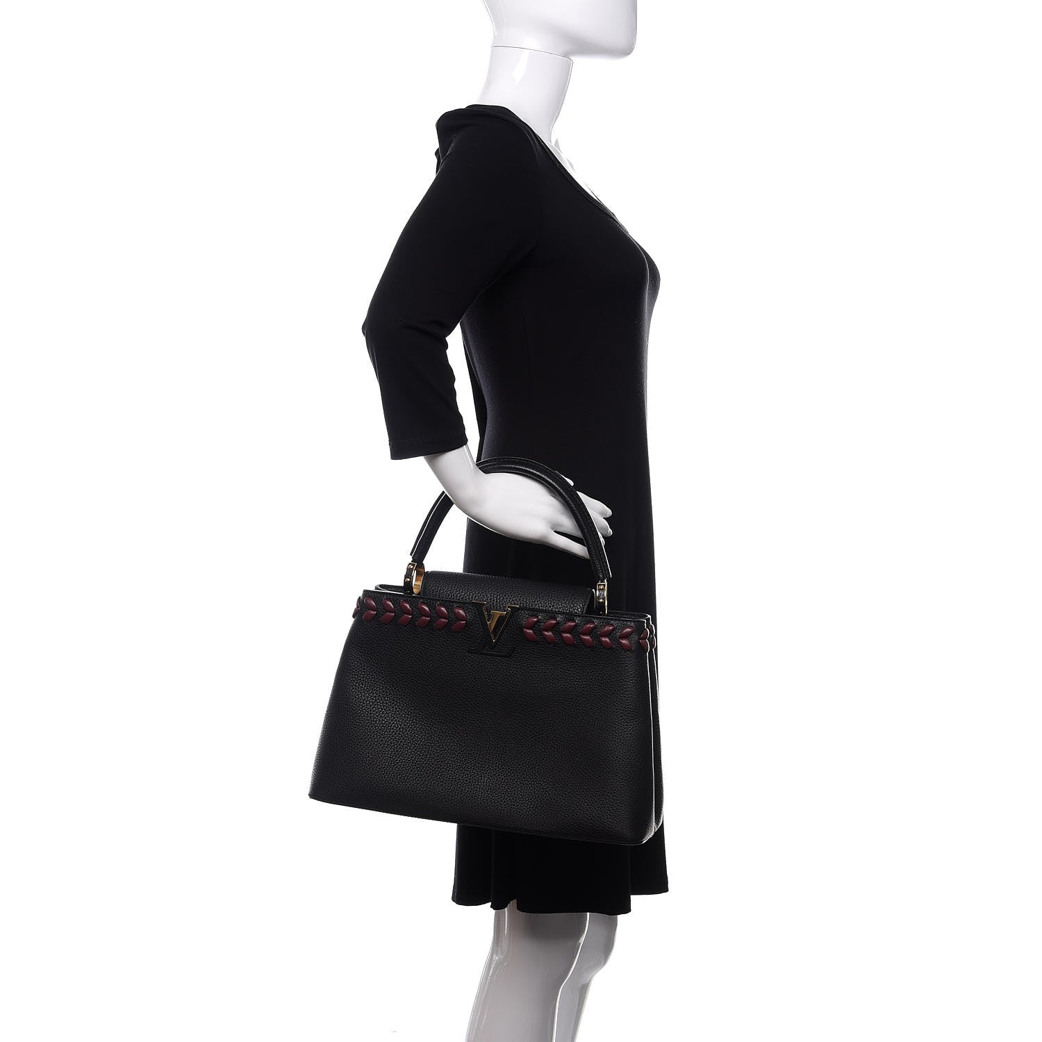 Louis Vuitton Taurillon Lambskin Capucines MM Black 2 of 11