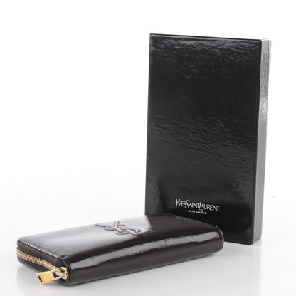 Saint Laurent Textured Patent Calfskin Belle De Jour Zip Around Wallet Black 4 of 8