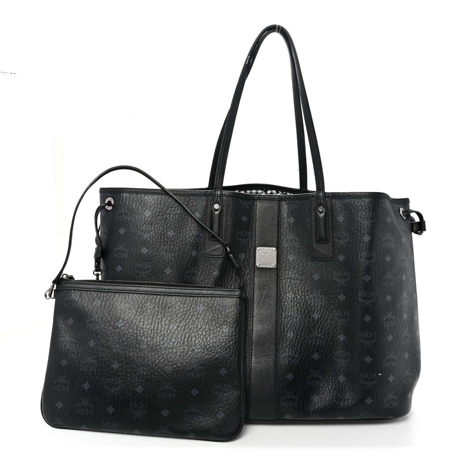 MCM Visetos Large Liz Reversible Shopper Tote Black 4 of 19