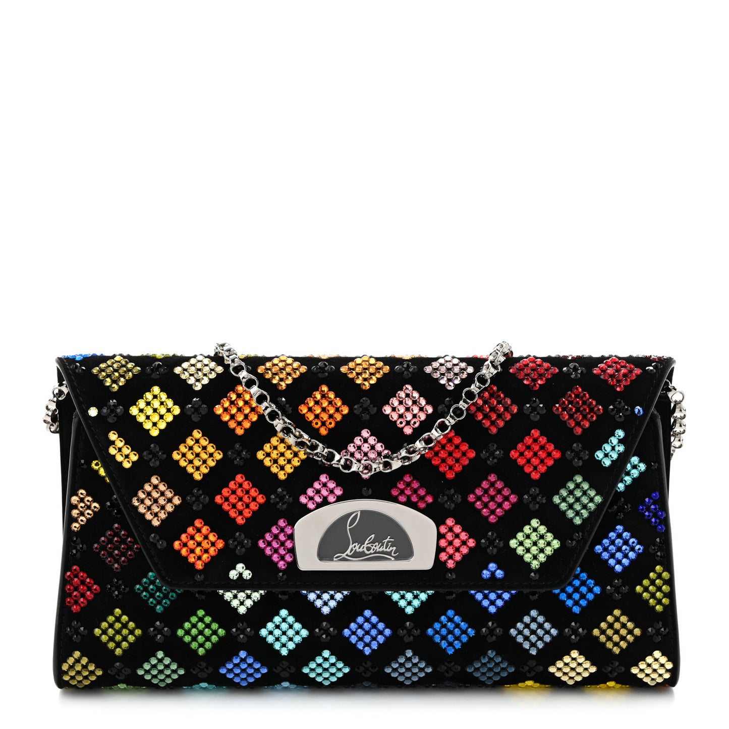 Suede Strass Arlequin Vero Dodat Clutch Black Multicolor