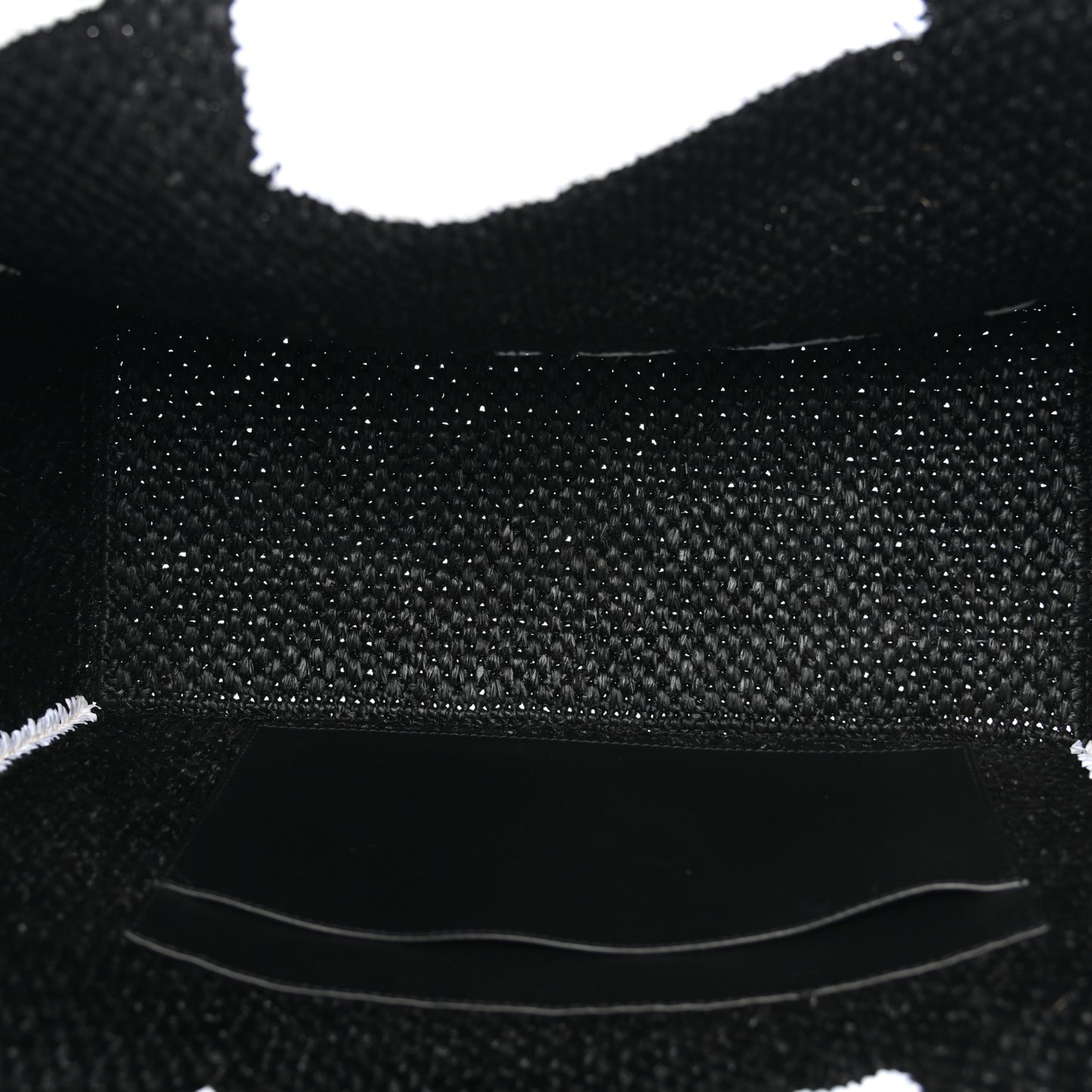 Raffia Large Paula's Ibiza Logo Tote Black White
