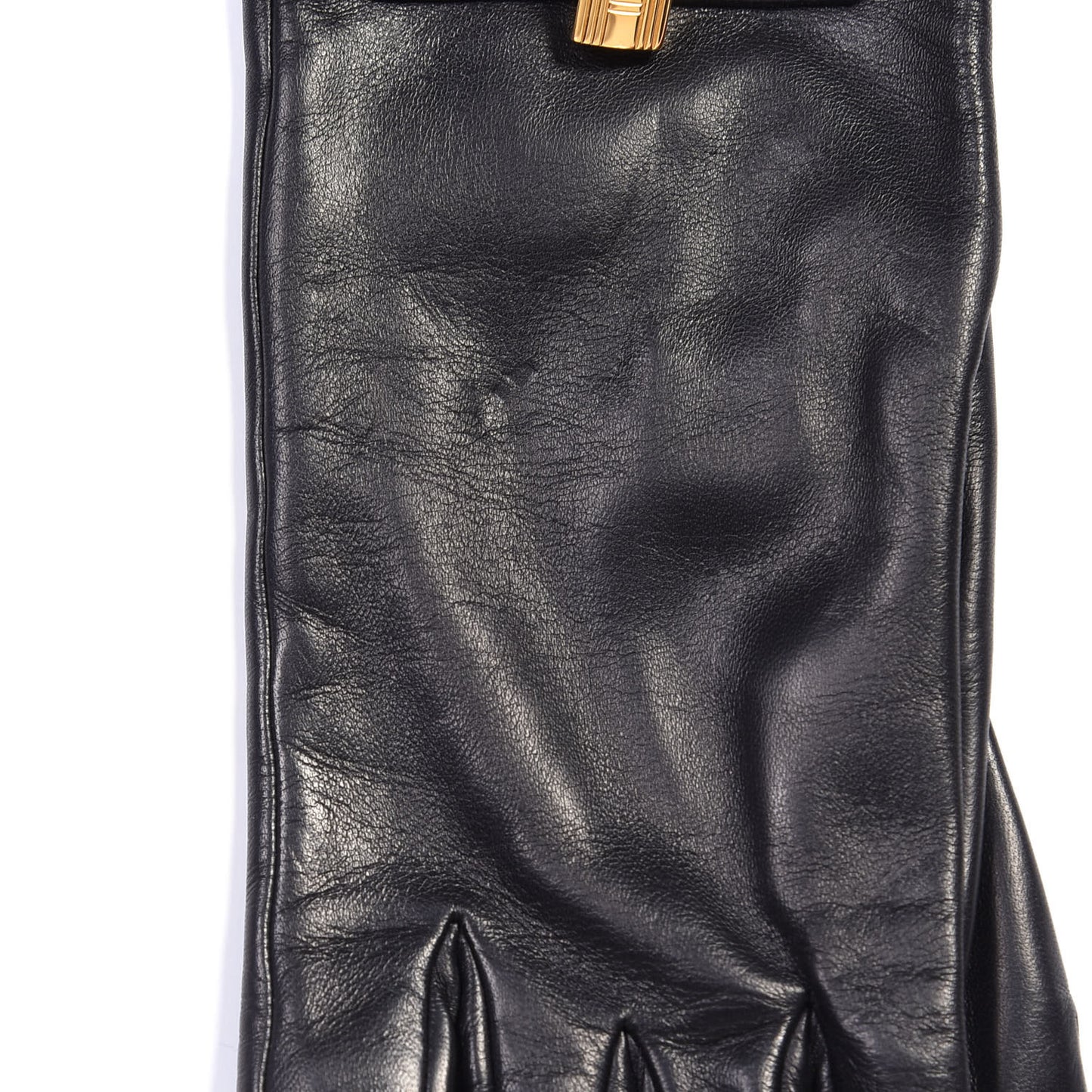 Lambskin Soya Kelly Lock Gloves 6.5 Black