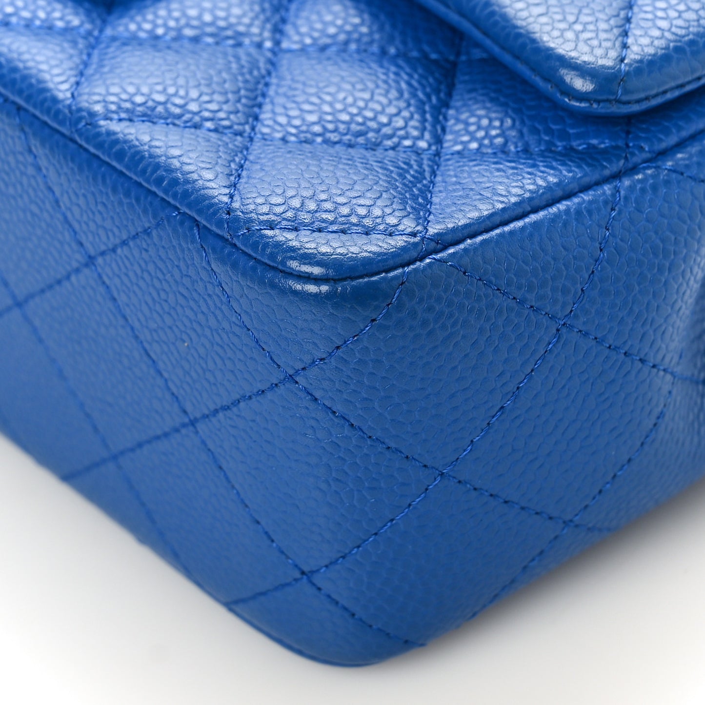 Caviar Quilted Mini Rectangular Flap Blue