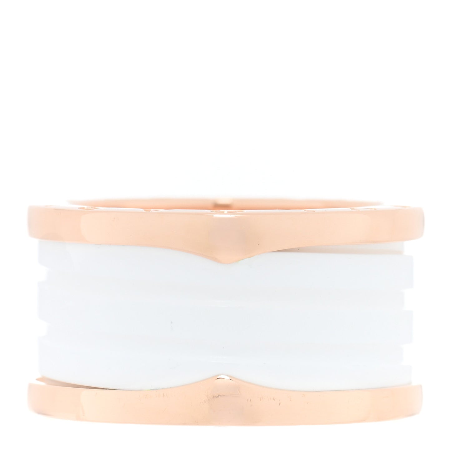 18K Rose Gold White Ceramic B.Zero1 Four-Band Ring 56 7.5