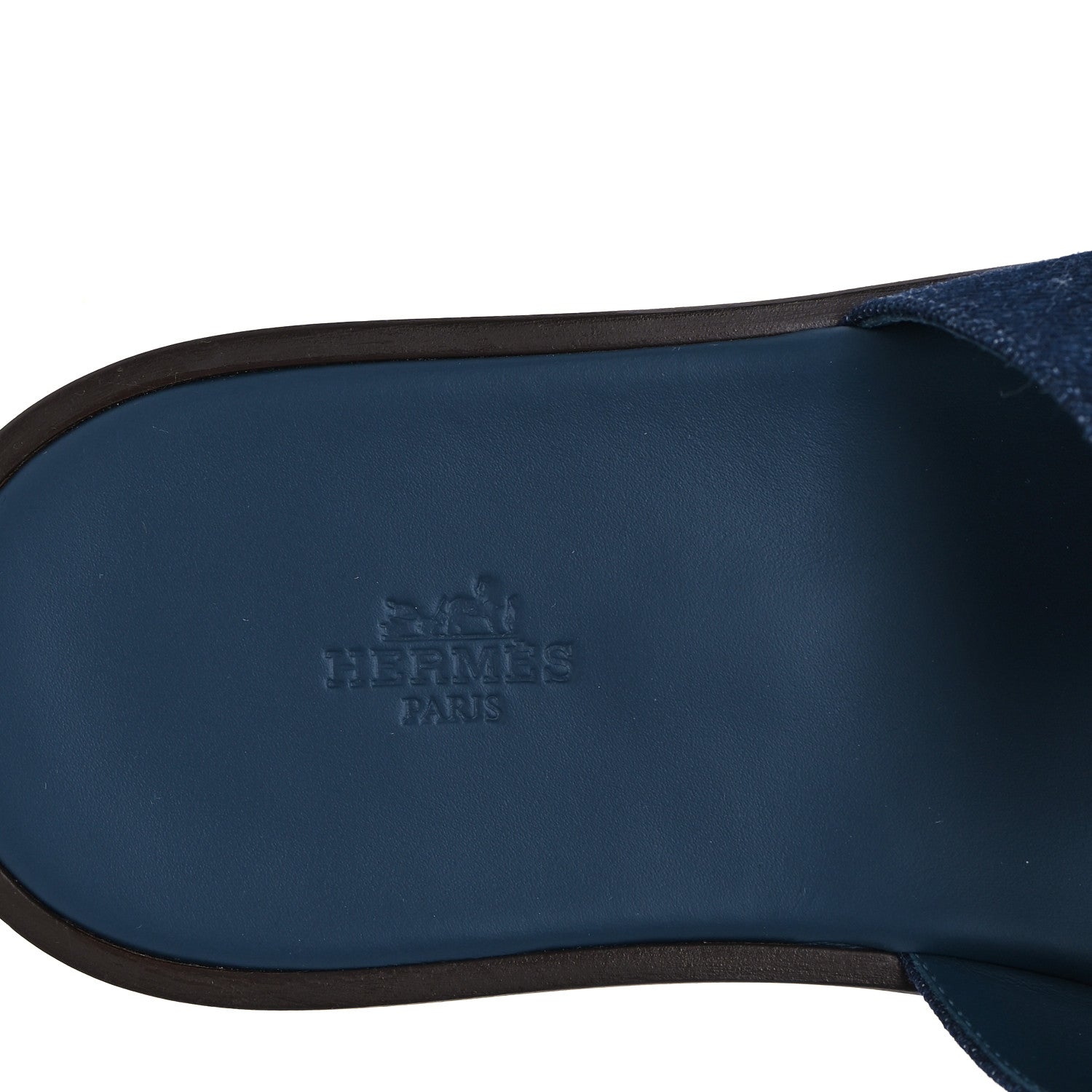 Hermes Denim Calfskin Mens Izmir Sandals 42.5 Bleu Brut Bleu