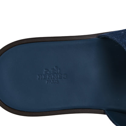 Hermes Denim Calfskin Mens Izmir Sandals 42.5 Bleu Brut Bleu Celeste 8 of 10